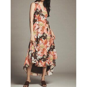 Hutch Anthropologie Velva Sleeveless Collared Wrap Midi Dress Size L